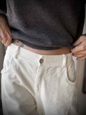 Pantalon velours ivoire