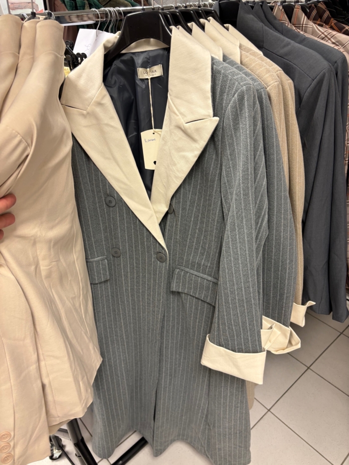 Veste Longue Romane Grise
