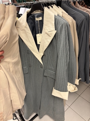 Veste Longue Romane Grise