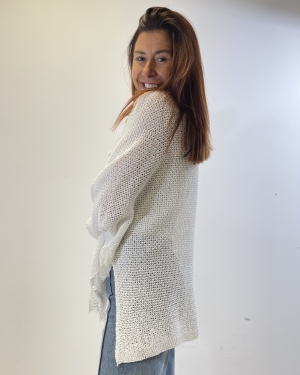 Pull dentelle Blanc Galin